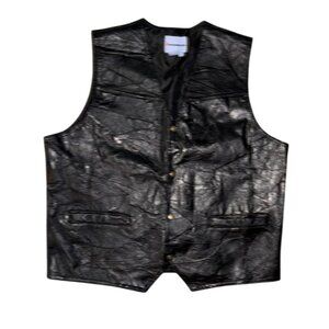 Mens DirectSource Inc. Black Faux Leather Vest L